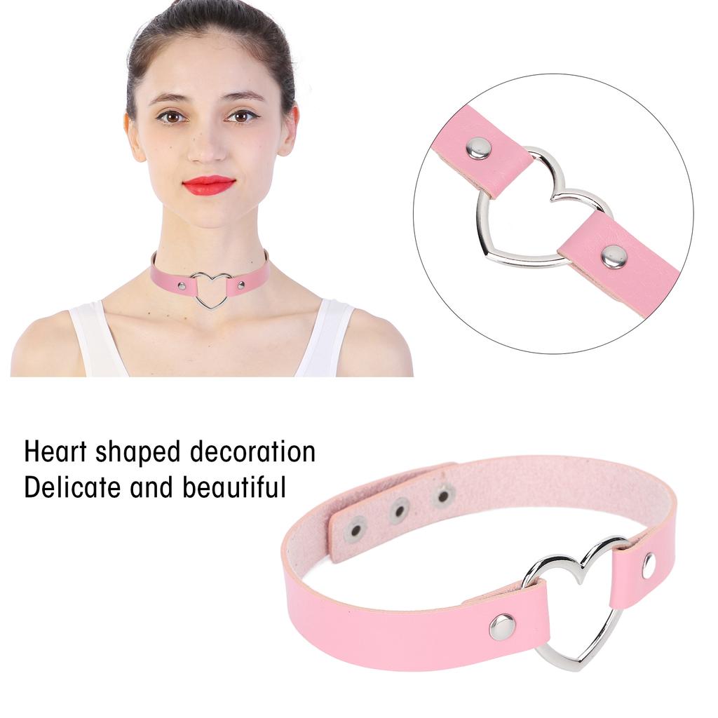 PU Lther Alloy Hrt Shaped Decoration Necklace Collar Jewelry Accessory