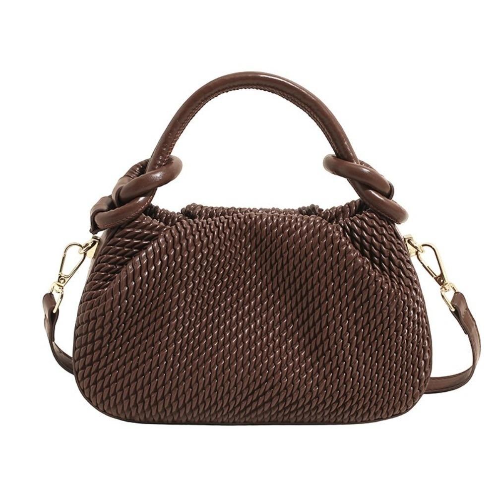 

Vintage Pleated Cloud Handbag PU Leather Crossbody Bag Solid-color Woven Shoulder Bag Commuting кофейный