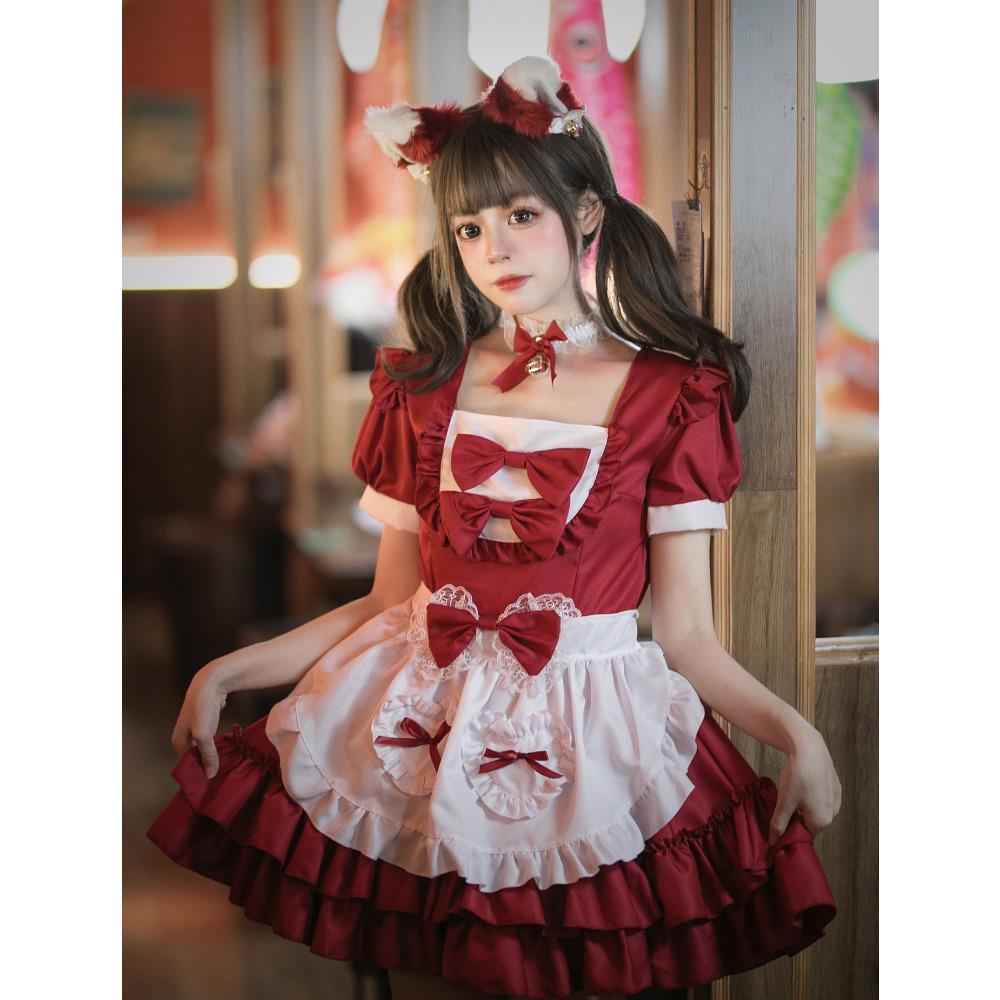 Cosplay Soft Girl Maid Dress Pure Cute Pink Maid Uniform Suit Role Play Skirt