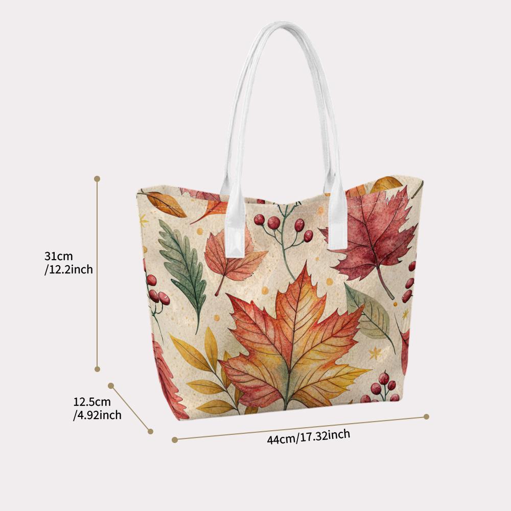 Autumn Maple Leaf Printed Tote Bag Fashion Casual Large Capacity Daily Shopping Handbag