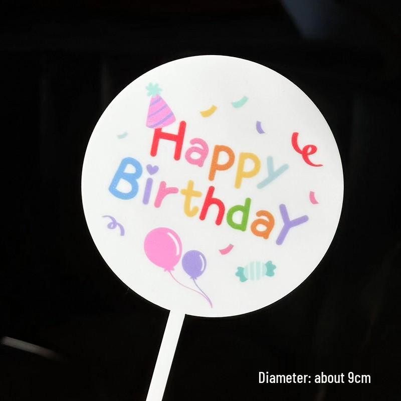 

Pink & Blue Round Letter Acrylic Happy Birthday Cake Topper - Small Decoration Accessory