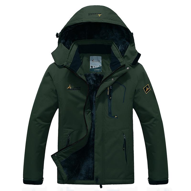 Herren Außenjacke mit Kapuze Plus Samt Verdickt Winddicht und Warm Baumwolle Gepolsterte Jacke