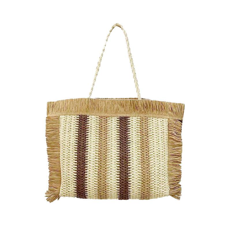 Woven Straw Tote Bag Large Capacity Ecofriendly Beach Bag For Casual Travel