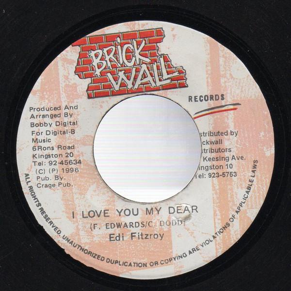 

7inch Record EDI FITZROY I Love You My Dear DB061 Brickwall Recor 1996 Jamaica Reggae Ska Dub Used
