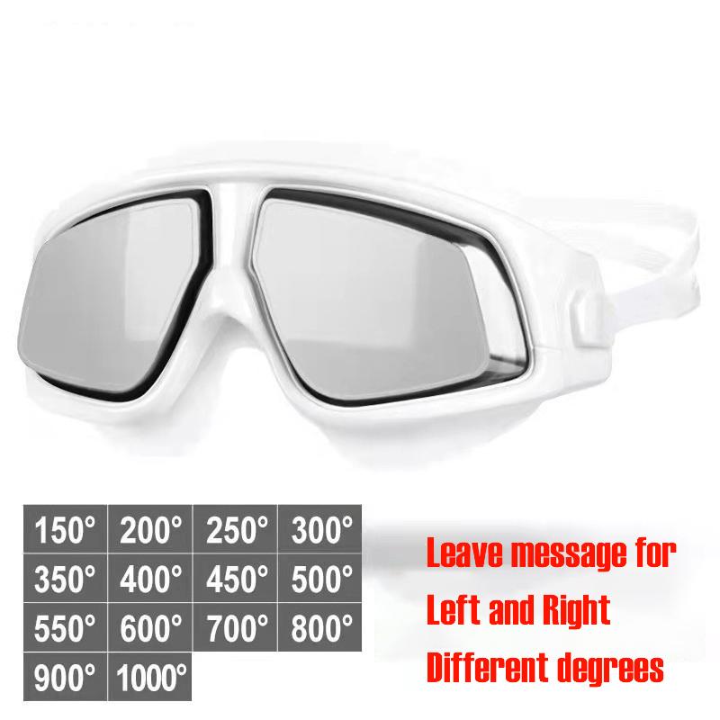 Queshark Adult -1.5 To -10.0 Myopia Swim Eyewear Silicone Anti Fog Swimming Goggles Custom Different Left and Right Eyes