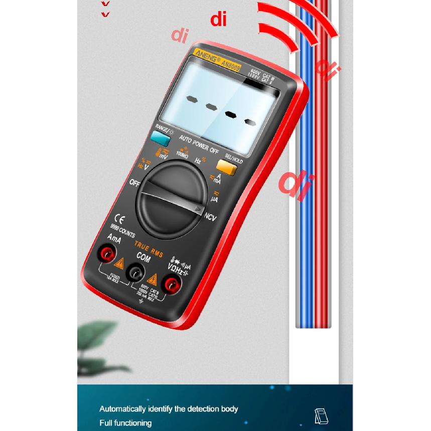 Mini Digital Multimeter ANENG AN8009 True RMS Transistor Tester Auto-Range Automotive Capacitor Tester Temp Diode Tool
