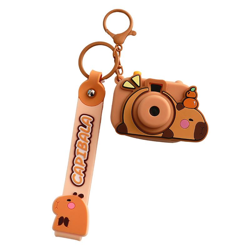 Porte-clés Pendentif Appareil Photo Projecteur Capybara - Mignonne Décoration de Sac d'École pour Étudiants, Petit Cadeau pour Couples