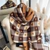 Winter love plaid scarf women's versatile imitation cashmere warm fringed shawl thickened scarf