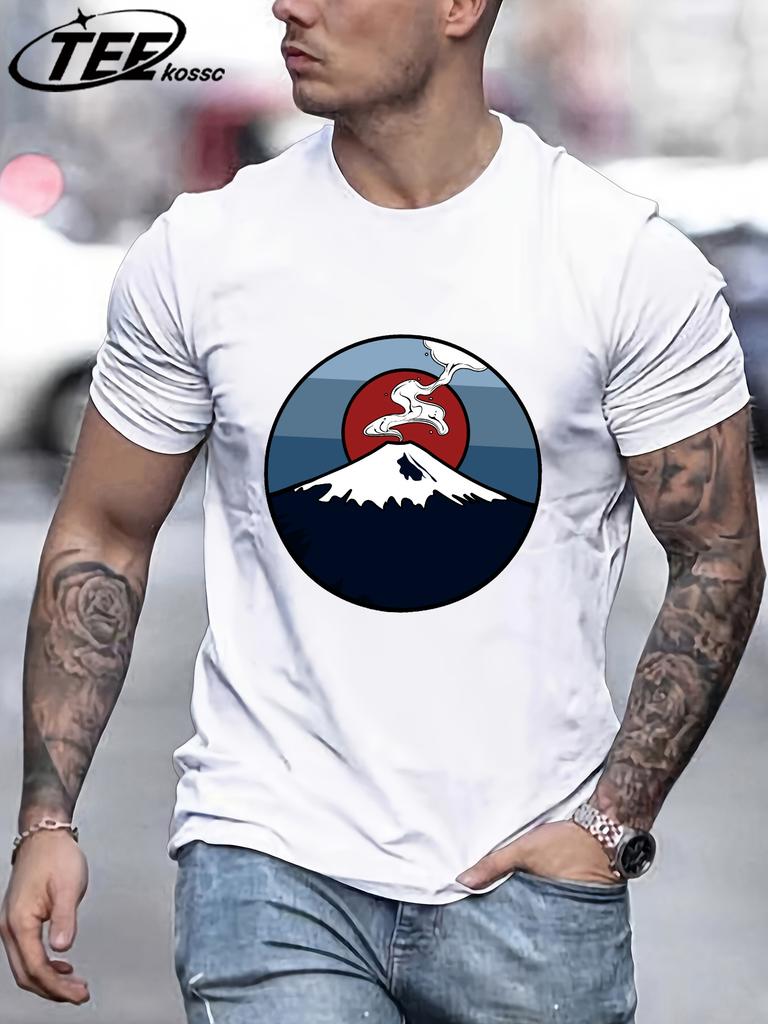 Fuji Volcano Japan Mount Fuji Men Retro TShirts Cotton AllMatch T Shirt Trendy Street Short Sleeve Unisex ONeck Soft Clothes