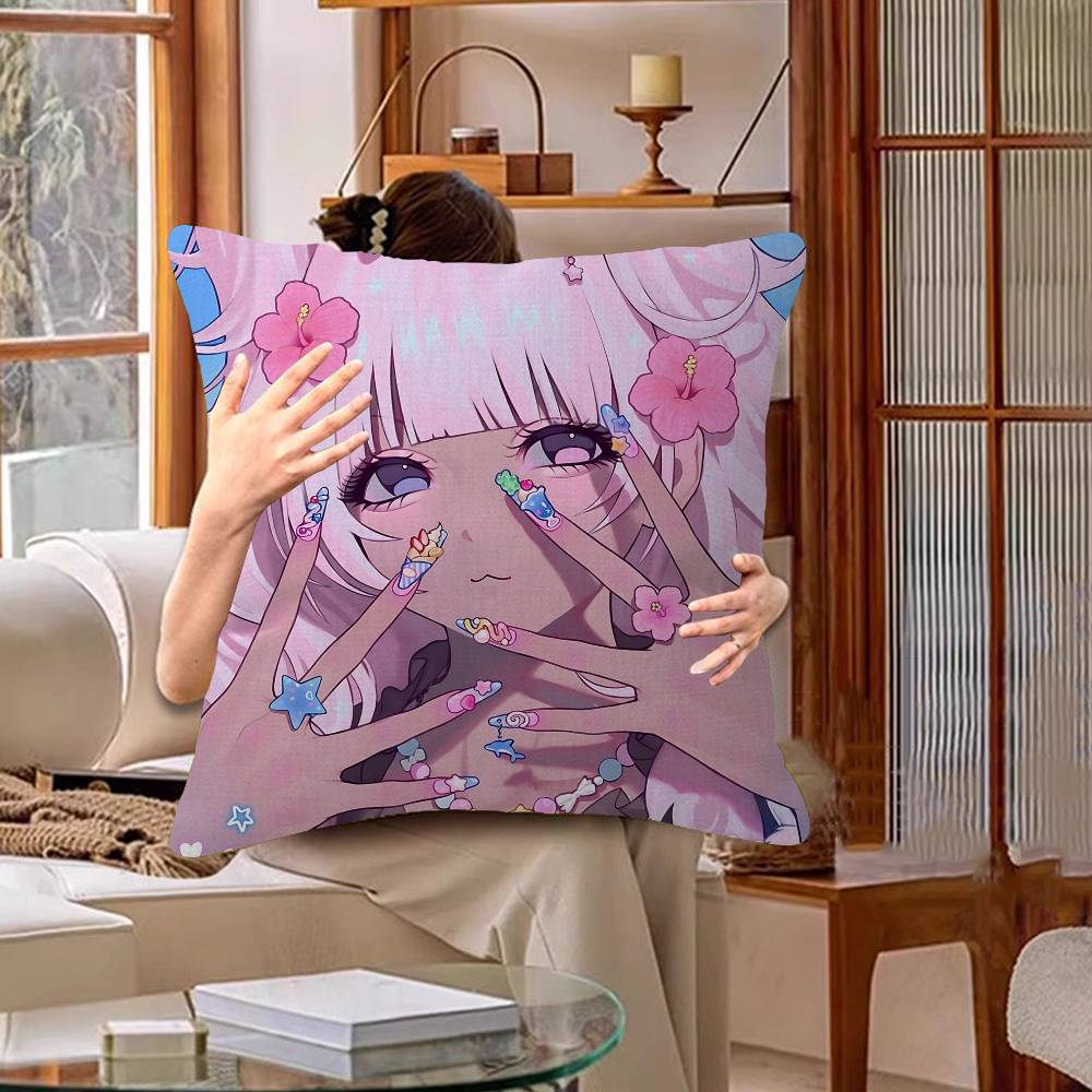 Gyaru Subculture Girls ANIME Retro Decorative Room Aesthetics Pillow Case Home Decor Bedroom Sofa Bed Couch Pillow Cover 45x45