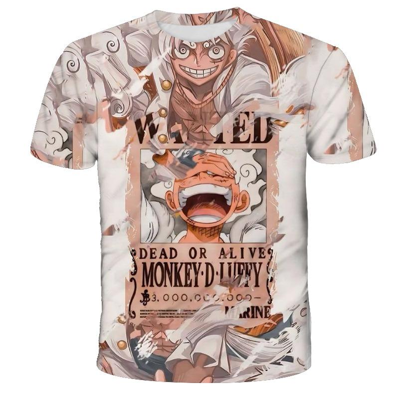 

Аніме One Piece Футболка для хлопчика Косплей Луффі Чоловіча Мультяшна з коротким рукавом крута Верх Хлопчик Вільний чоловічий Одяг Повсякденна футболка 120