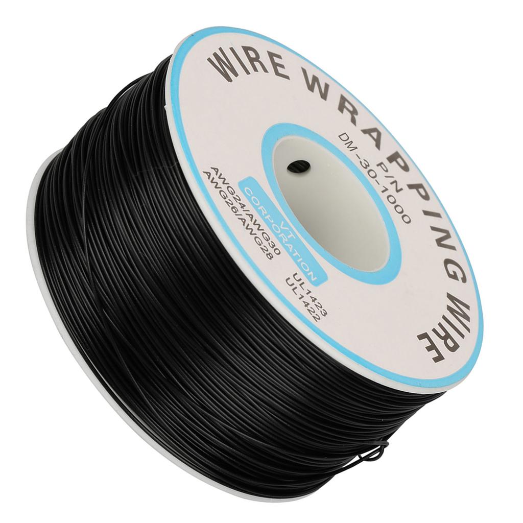 1 Rolle Drahtwicklung, einzelner Kupferdrahtstrang, 30 AWG, Kabel mit 0,25 mm Kerndurchmesser (Schwarz)