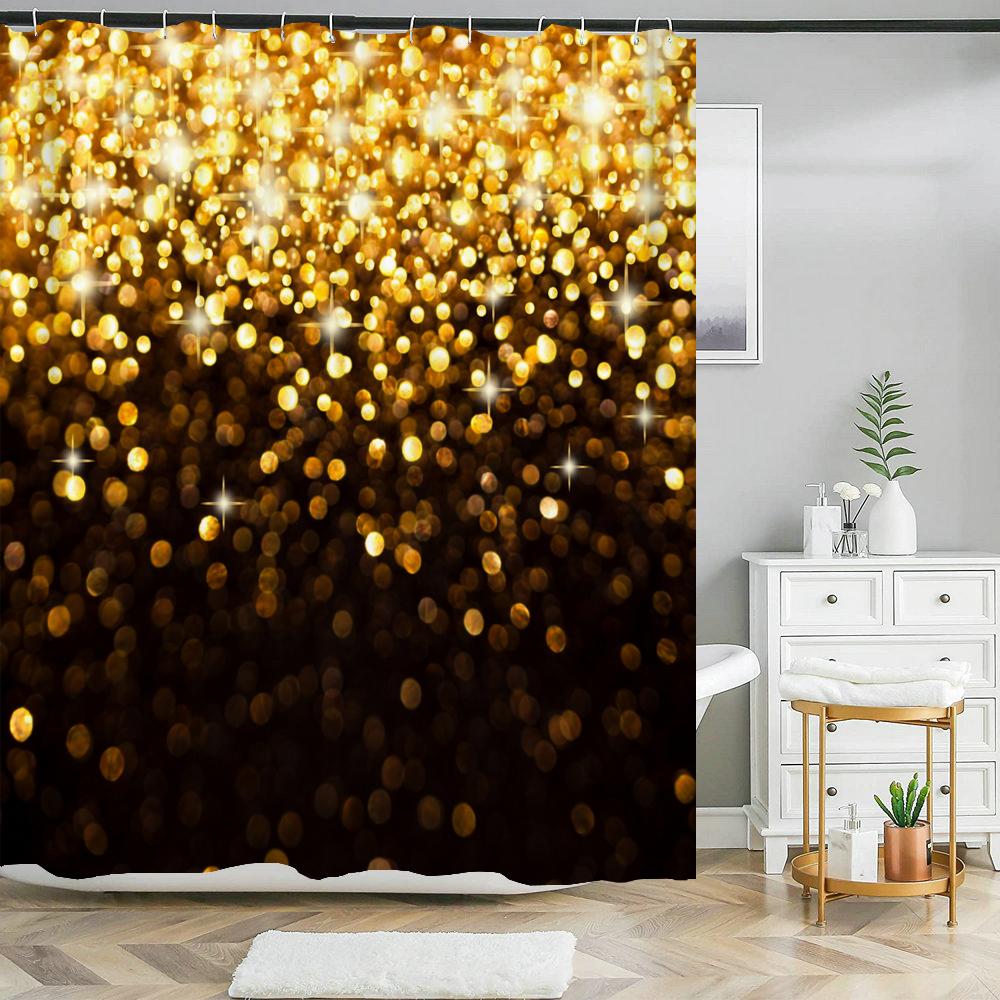 Colorful Rainbow Stripes Printed Shower Curtain Sparkling Diamond Bathroom Curtain With Hook Waterproof Polyester Bath Screen