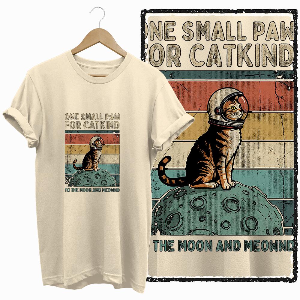 COOLMIND 100% cotton BEIGE cat print exclusive graphic women T shirt big size loose cotton cat lover women tshirt LOVELY cat tee
