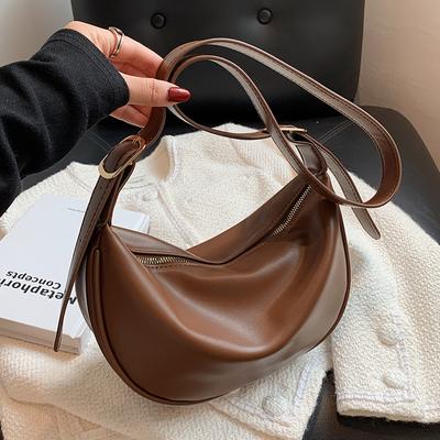 Classic Minimalist PU Women's Crossbody Bag  New Ladies Soft Leather Zipper Underarm Bags Commuting Versatile Handbag Trend