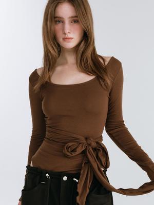 MOIFAIRE Strap Layered T-Shirt/Brown