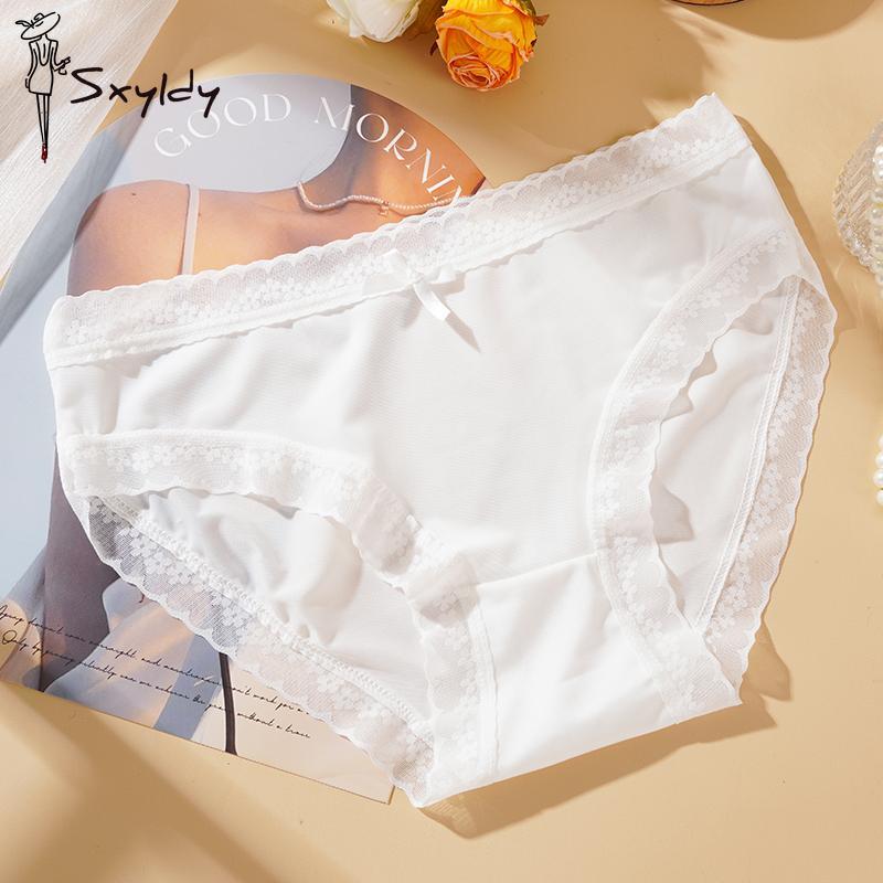 

Женские кружевные бесшовные трусики японское кремовое нижнее белье сексуальное дышащее быстросохнущее обнаженное белье XL белый