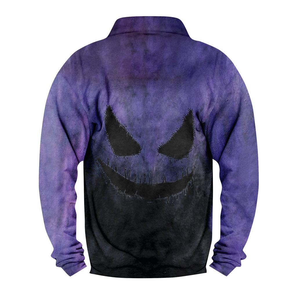 Herren Casual Fashion Weihnachtsdruck Kapuzenpullover Breiter Herren Loose Button Stand Collar Kapuzenpullover