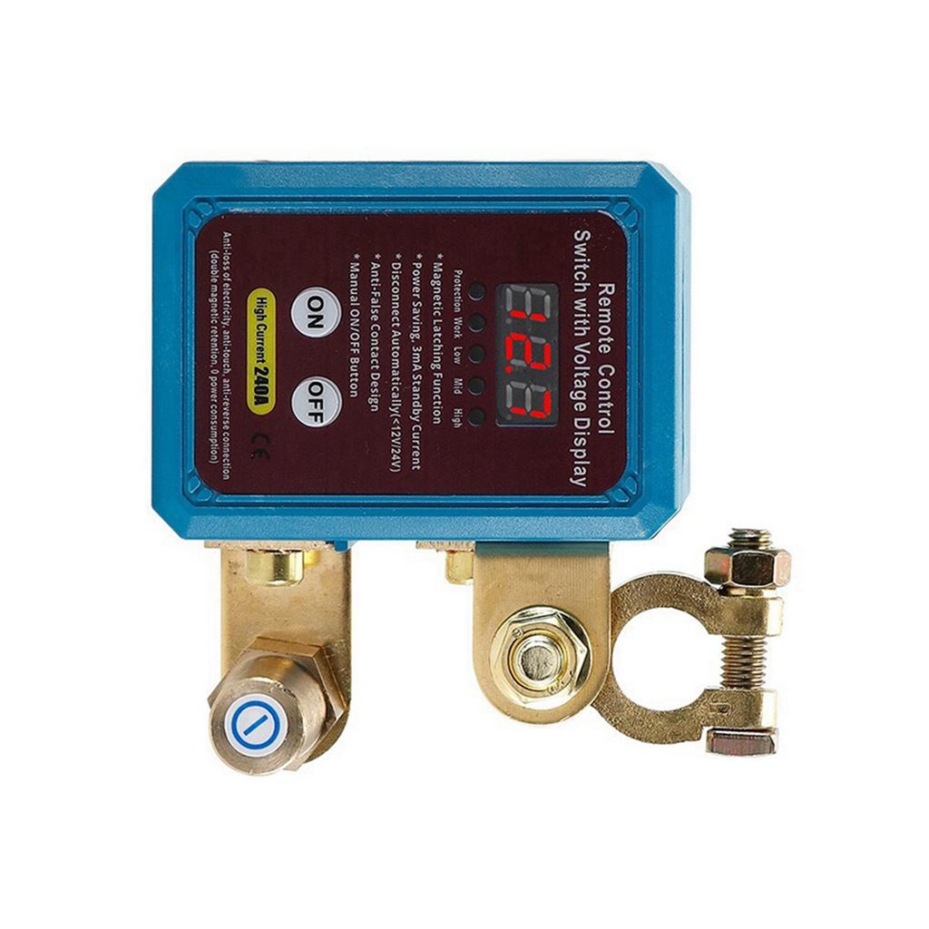 240A Switch 12V Remote Battery Disconnect Switch with Led Voltage Display Automatic Power Shut Off Switch for Auto