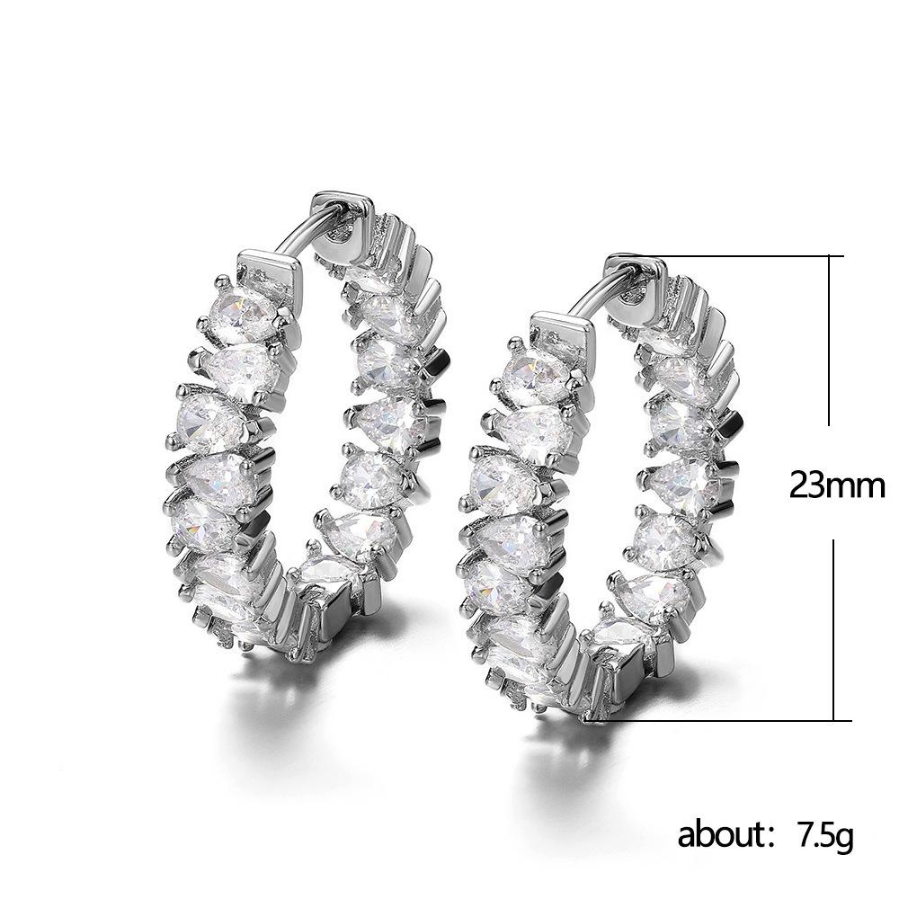 Cao Shi European-American Single Row Drop Zircon Earrings – Stylish, Luxurious Socialite Ear Clips