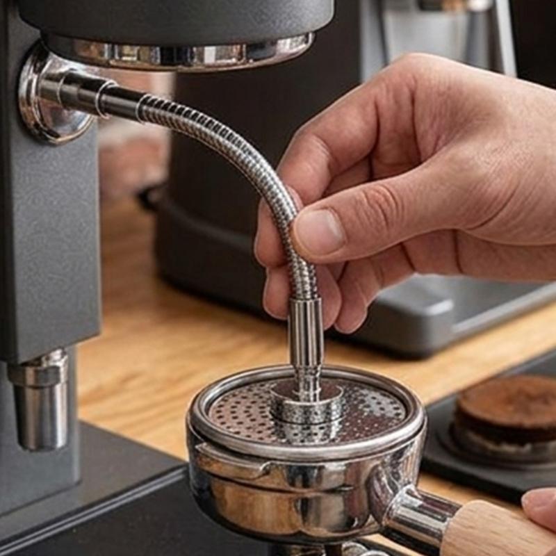 Metal Water Head Coffee Puck Screen for Coffee Filters with Flexible Hose for Sink Side Coffee Bar Use, Kitchen Work, and Washing Tasks