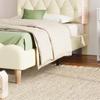 Upholstered Bed Running Light Effect Higher Bed Feet Without Mattress Wavy Headboard Changing LED Strip Sleep Faux Leather Dorm Apartment Single Bed