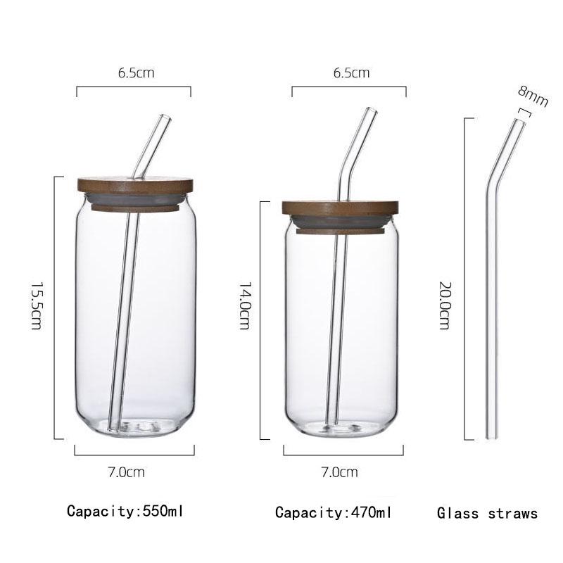 Creative Wide Mouth Mason Jar Drinking Glasses with Bamboo Lids and Straws Cute Reusable Smoothie Cups Iced Coffee Cup