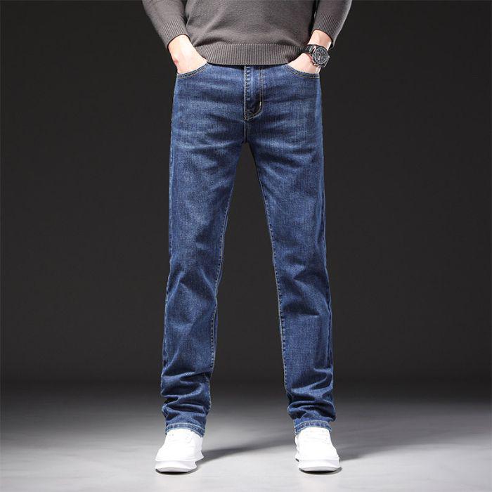 

Мужские джинсы на флисовой подкладке, эластичные, свободного кроя, Осень/Зима 2025 - Теплые, Удобные, Универсальные и Повседневные. 36