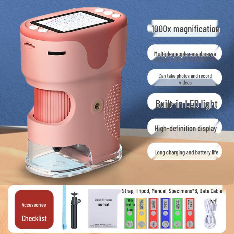 Portable 1000x Microscope Camera for Kids' Science and Middle School Projects.