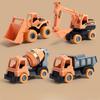 1/4 Stück Kinder Baufahrzeug Spielzeug Trägheitsantrieb Bewegliche Gelenke Ingenieurfahrzeug Kleinkinder Lernbagger Bulldozer Kipplaster Mischwagen