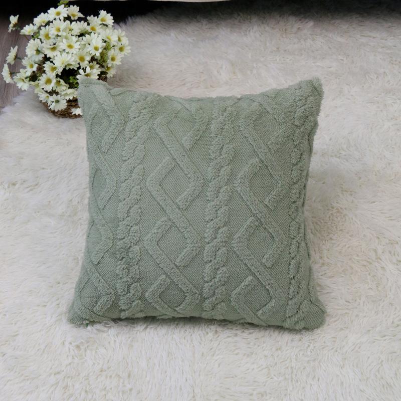 New Style Sofa Pillow Jacquard Plush Geometric Three-dimensional Pillow Case Living Room Bedside Cushion Cushion