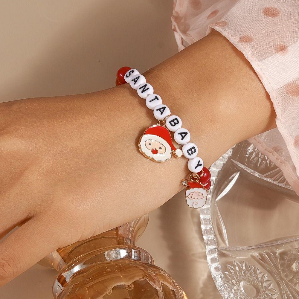 Christmas Tree Elk Xmas Bracelet Bell Beaded Xmas Bracelet Christmas Jewelry  Christmas Gift