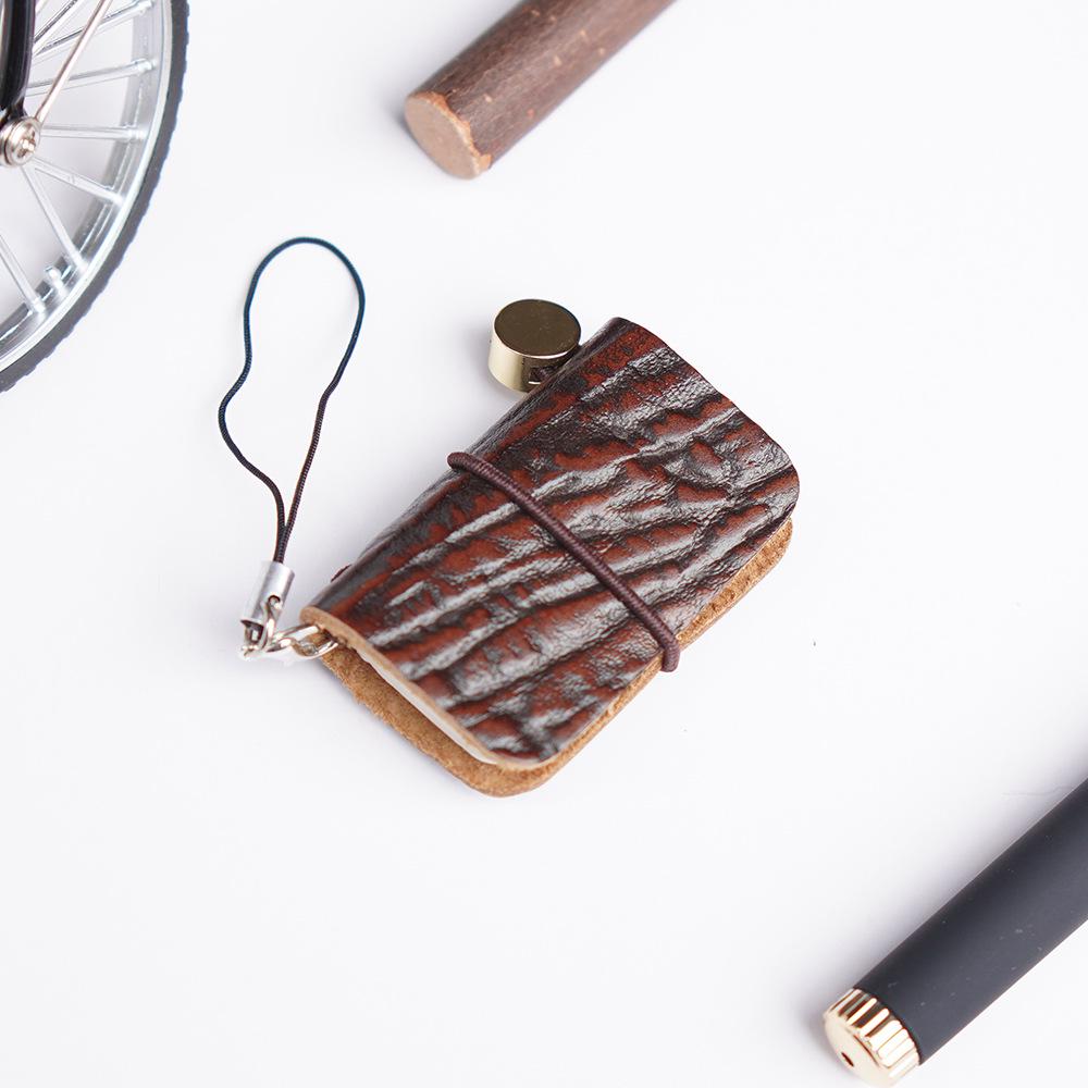 Urok ze skóry bydlęcej Japoński i Koreański Mini Kieszonkowy Dziennik - Uroczy Notatnik ze Skóry Crazy Horse