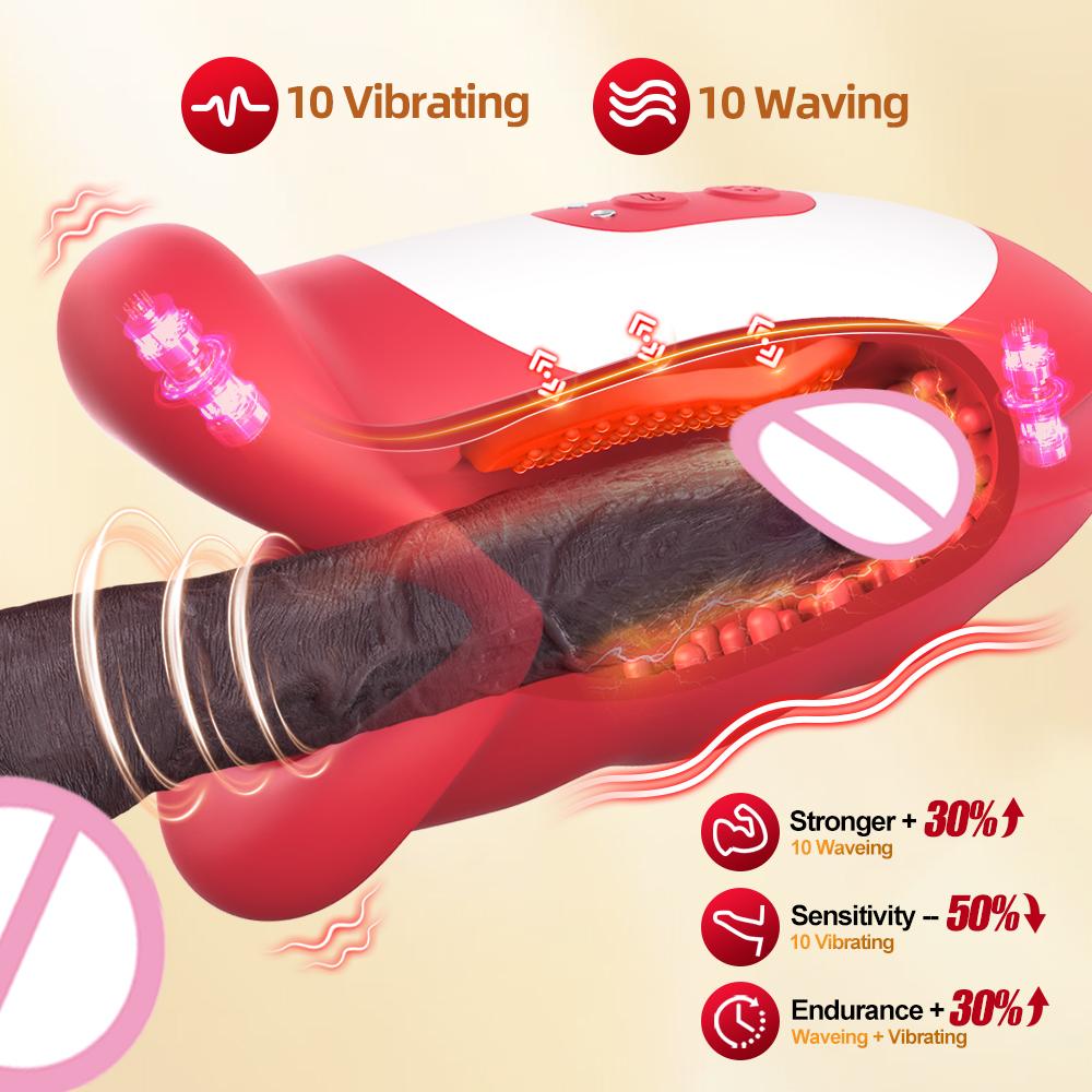 Männlicher Masturbator Sexspielzeug Tiefes Rachen-Mund 10 Wackelnde & Vibrierende Penis-Stimulatoren Sexmaschine Stroker Blowjob Erwachsenen-Sexspielzeug