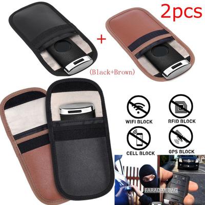 2 fundas de doble capa para llaves de coche, bloqueador de señal antirrobo para automóviles, funda para llavero con bloqueo RFID