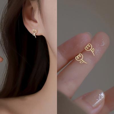 Sterling Silver Needle Mini Mini Earrings for Women New Fashion High-grade Sense Temperament Niche Design Earrings