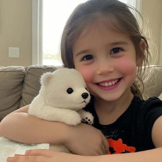 Plyšová panenka ledního medvěda 21/28 cm Krásná rodina Vycpaná uklidňující hračka Měkký a mazlivý plyšák Dárek pro děti