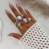 Chunky Gold Rings Set for Women Gold/Silver Baroque Pearl Rings Open Adjustable Pearl Ring Stacking  Rings Set Boho Prom Costume Jewelry