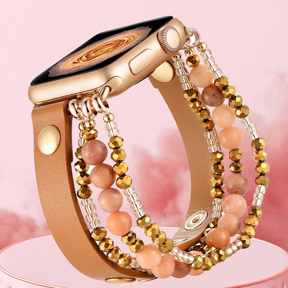 

Кожаный ремешок для Apple Watch Series 10 42 мм 46 мм Band 40 мм 38 мм 41 мм женский эластичный браслет с бусинами Iwatch Ultra 49 мм 9 8 7 6 SE 5 4 3 45 мм 44 мм Ultra1/2 49mm коричневый