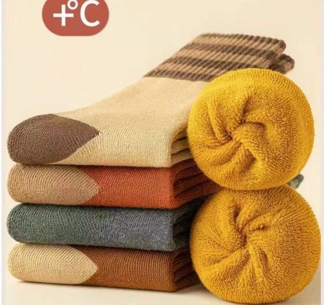 

Зимние плюшевые толстые гольфы средней длины для тепла, детский набор из 5 пар One Size коричневый