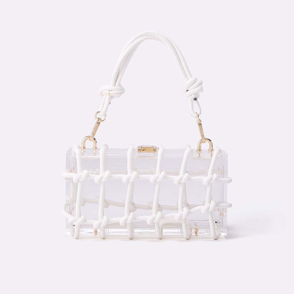 Women S Bag Handbag Shiny Rhinestone Handmade Dinner Bag Handbag Acrylic Clutch Bag белый