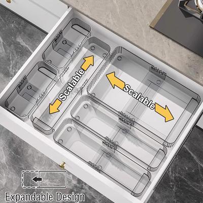 Expandable Drawer Organizer And Storage Bins Plastic Divider Box For Kitchen Flatware Makeup Tray Bathroom Office Holder