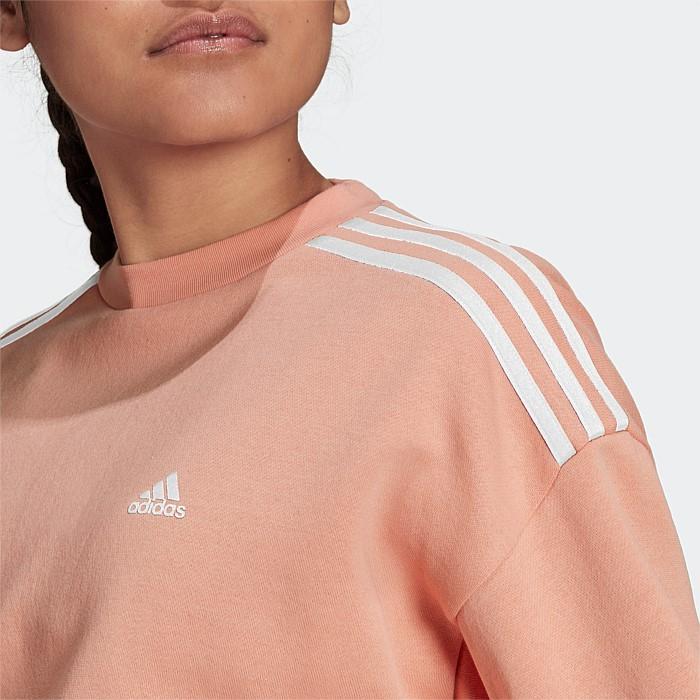 Adidas Logo Pattern Loose Fit Crewneck Sweatshirt Women Tops Pink HC2920