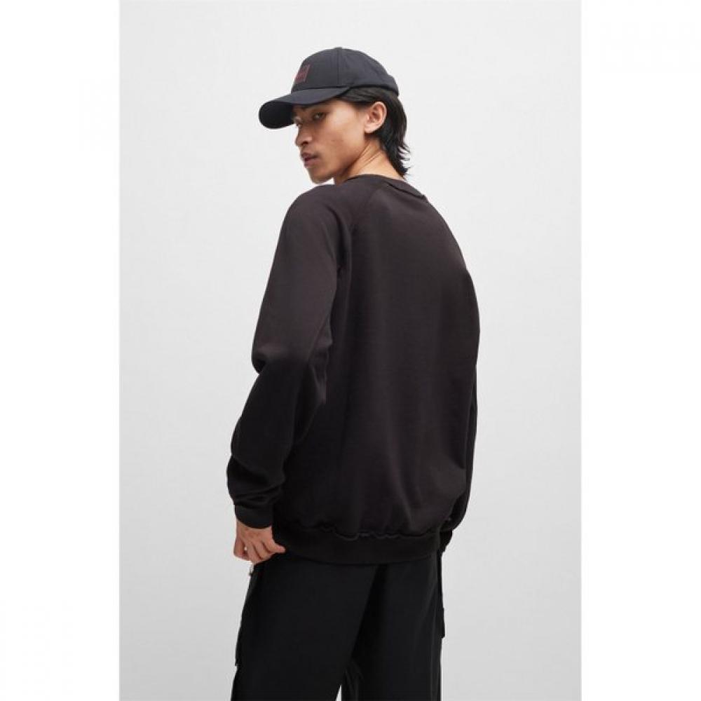 Hugo Black Relaxed Fit Cotton Terry Sweatshirt S24