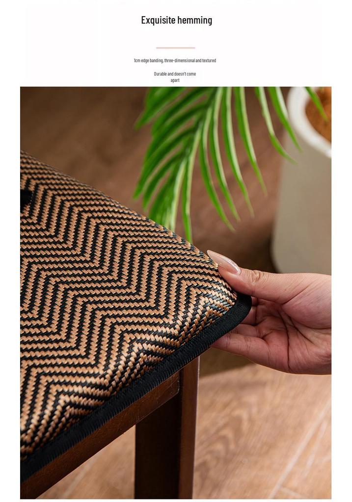 Non-slip Washable Ice Silk Rattan Round Seat Cushion for Dining Chair