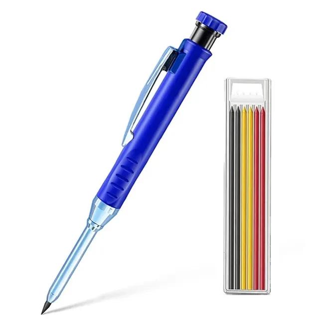 2pcs/Set 2.8mm Carpenter Mechanical Pencil Set with Built-In Sharpener for Woodworking Construction Long-Head Stationery Pencil