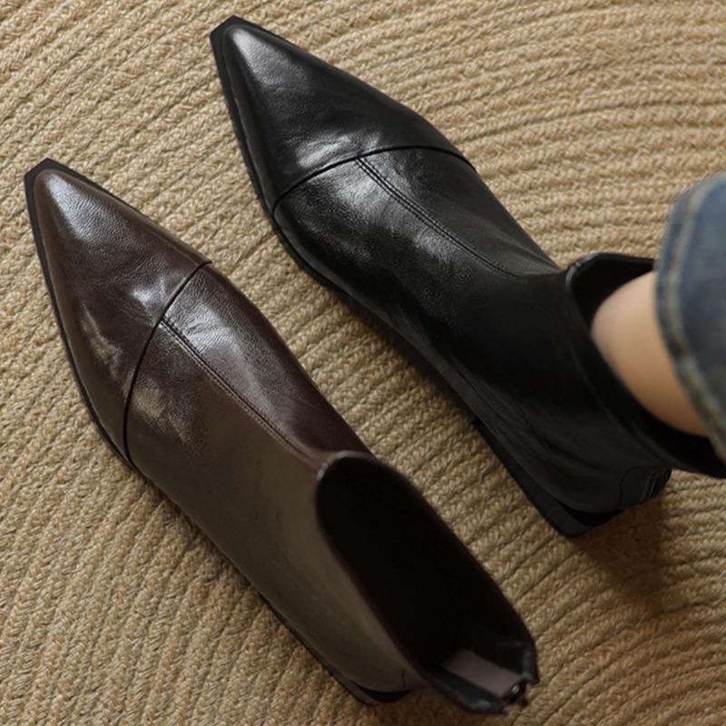 Women Pointed Short Boots 2026 Autumn Retro Korean Fashion Solid Colour Non-slip High Heels Thick Heel Comfort Ankle Boots