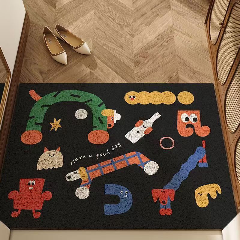 Entry Door Floor Mat Cartoon Can Be Cut Silk Circle Floor Mat Household Entrance Door Can Scrape Mud And Soil Wear-Resistant Non-Slip Pad