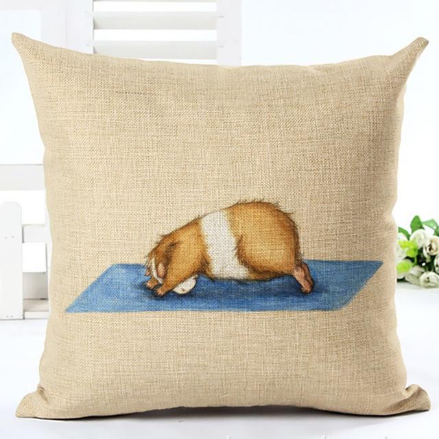 Hamster Yoga Cushion Cover Cotton Linen Pillow Case Animal Hamster Painting Decorative Pillowcase Home Accessories Cushion Cover