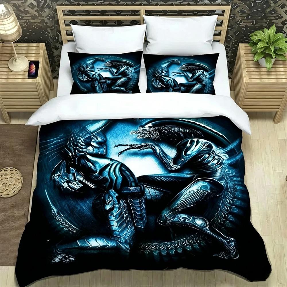 Set Biancheria da Letto Alieno Stampa 3D, Copripiumino Piumone Set Letto Coperta Trapuntata Federa, Taglia King Queen Twin Bambini Ragazze Adulti